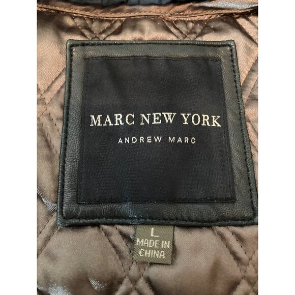 Andrew Marc Mens Black Leather Jacket Thermolite Plus Quilted Lining Large - Picture 4 of 15